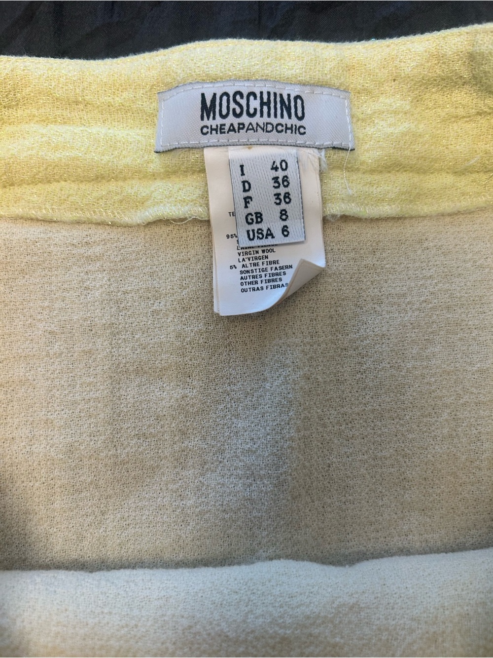 Moschino Pale Yellow Mini Skirt with Cream Ruffle - Picture 4 of 9